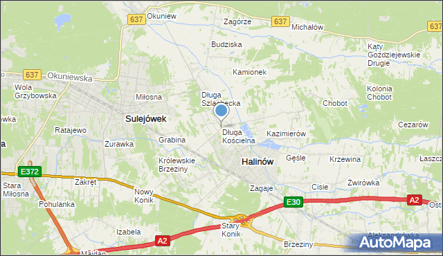 mapa Długa Kościelna, Długa Kościelna na mapie Targeo